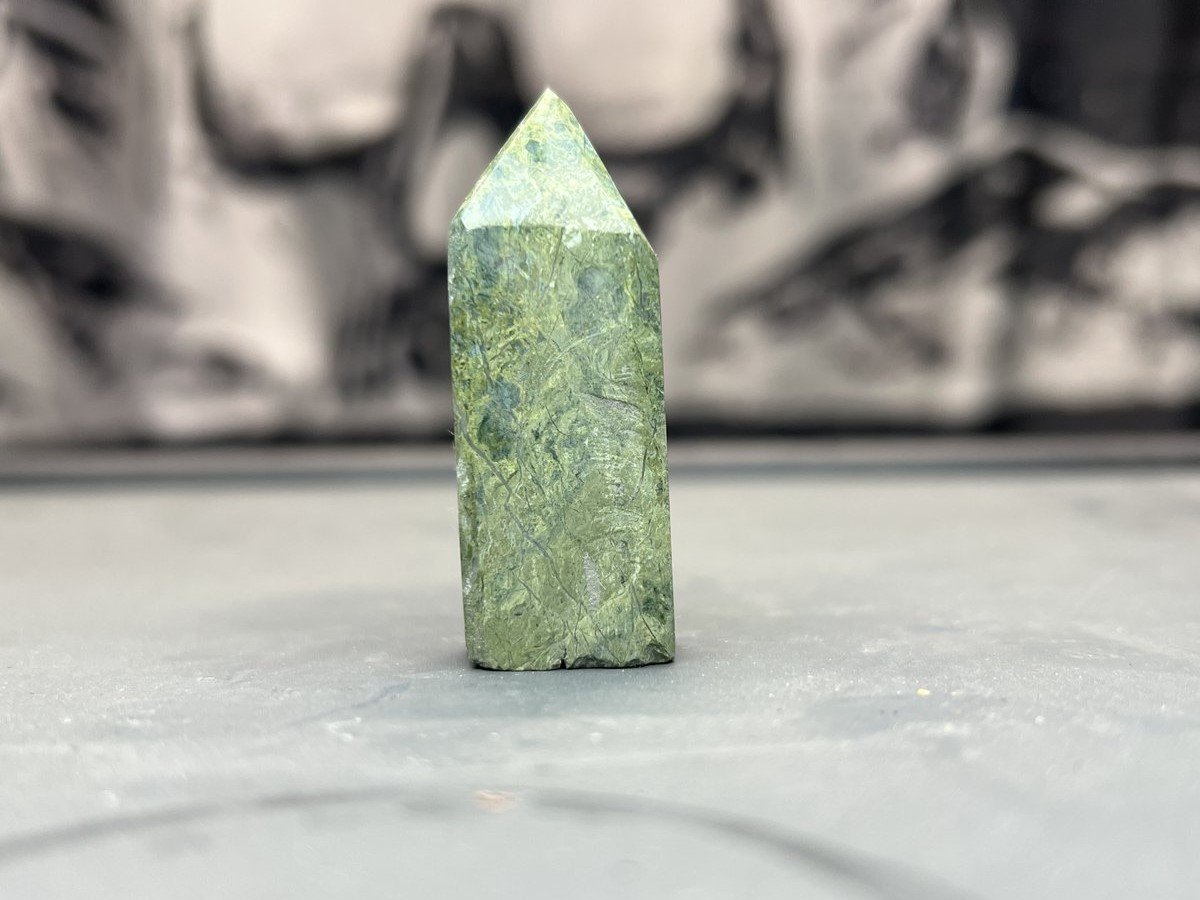 Small Polished Epidote Tower -  Green Crystal Point